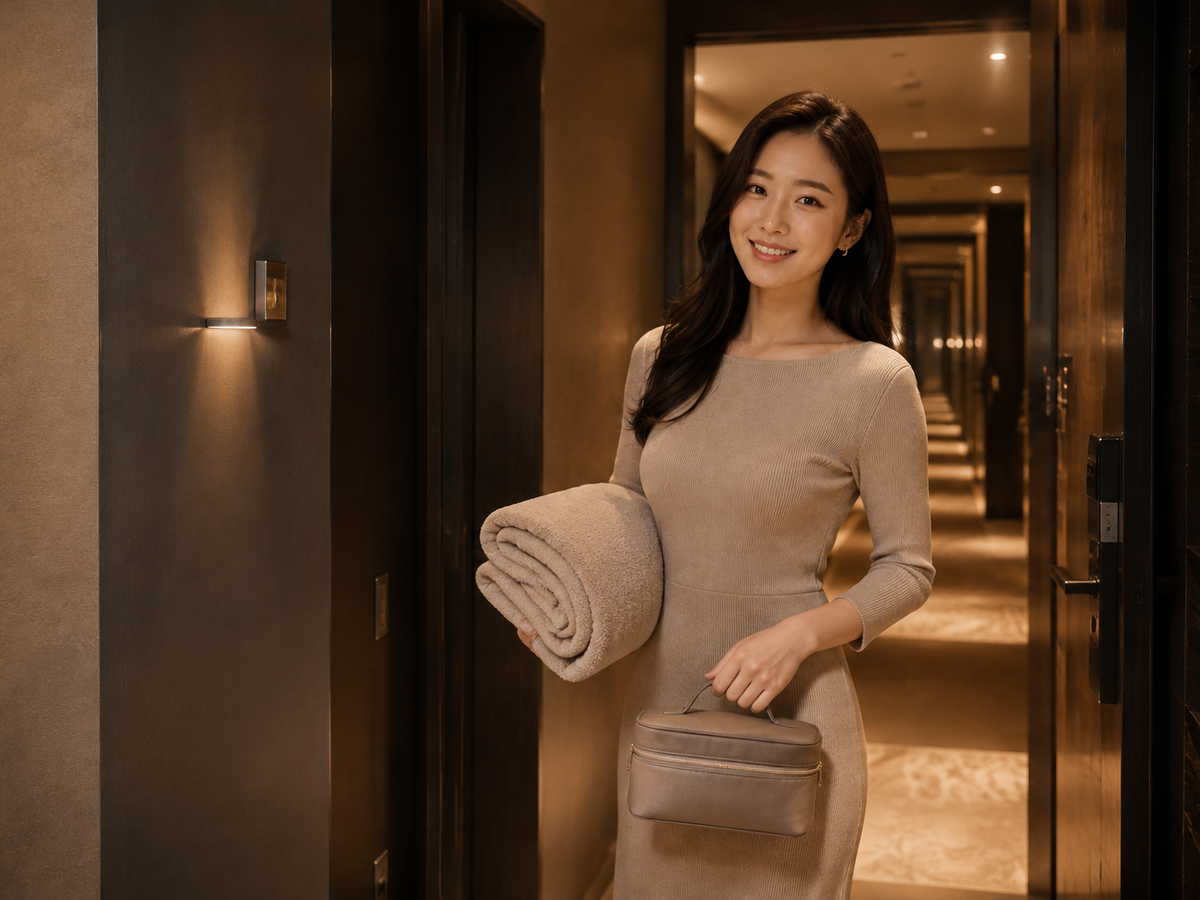 동두천 방문 홈케어 일정을 준비하는 젊은 성인 한국 여성 관리사